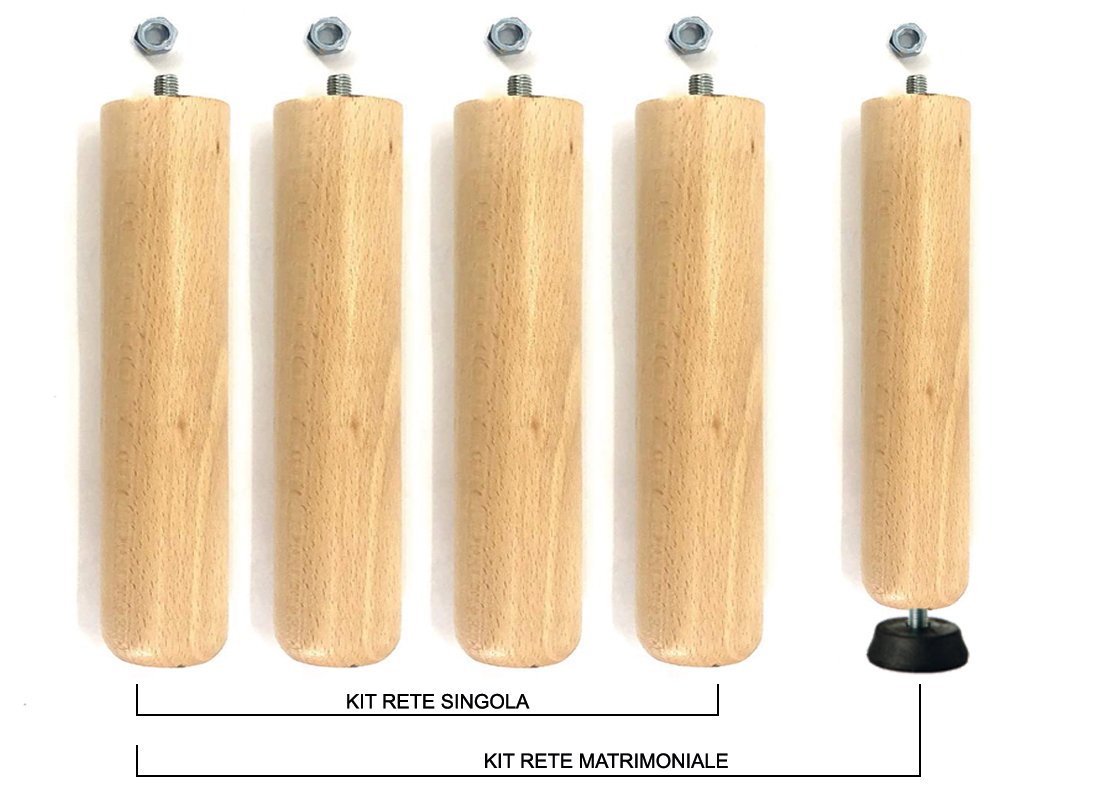 Kit piedi per reti a doghe PR - SA in legno di faggio Naturale - Marcapiuma